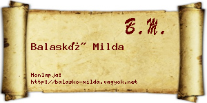 Balaskó Milda névjegykártya